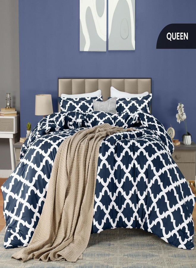 Utopia Bedding Queen Comforter Set Navy, Printed Comforters Queen Size, 3 Piece Lightweight All Season Down Alternative Bedding Set with 1 Comforter (88 x 88 in) and 2 Pillow Shams (20 x 26 in) - Image 2