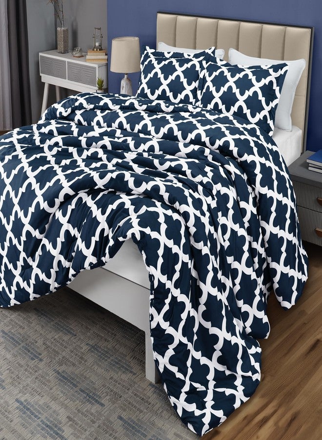 Utopia Bedding Queen Comforter Set Navy, Printed Comforters Queen Size, 3 Piece Lightweight All Season Down Alternative Bedding Set with 1 Comforter (88 x 88 in) and 2 Pillow Shams (20 x 26 in) - Image 1