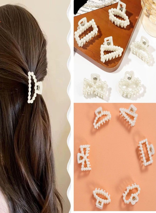 Luxelocks Pack of 6 pcs Pearl Hair Claw Clips for Women, 4 cm, White, Hair accessories for women - Image 2