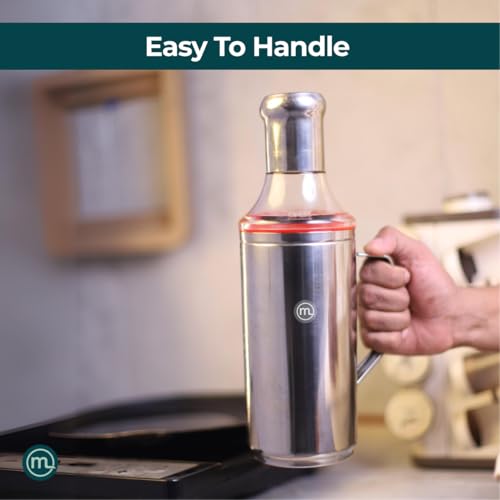 Mishaa Steel Oil Dispenser 1 Litre with Handle Set of 2, Leak-Proof Container with Airtight Lid Cap, Removable Nozzle for Cleaning & Easy Pouring in Oil Bottle, Perfect for Every Kitchen & Cooking - Image 5