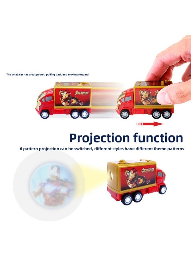 TikTok Car Projection Watch Children's Cartoon Small Toy Spiderman Kindergarten Creative Gift Mini Back Car-Color:8527 Mask [24 Picture Projection + Time Flip] - Image 3