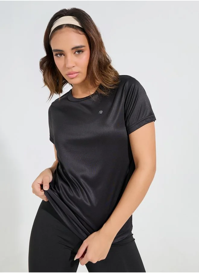 ستايلي Logo Detail Short Sleeves Basic Top