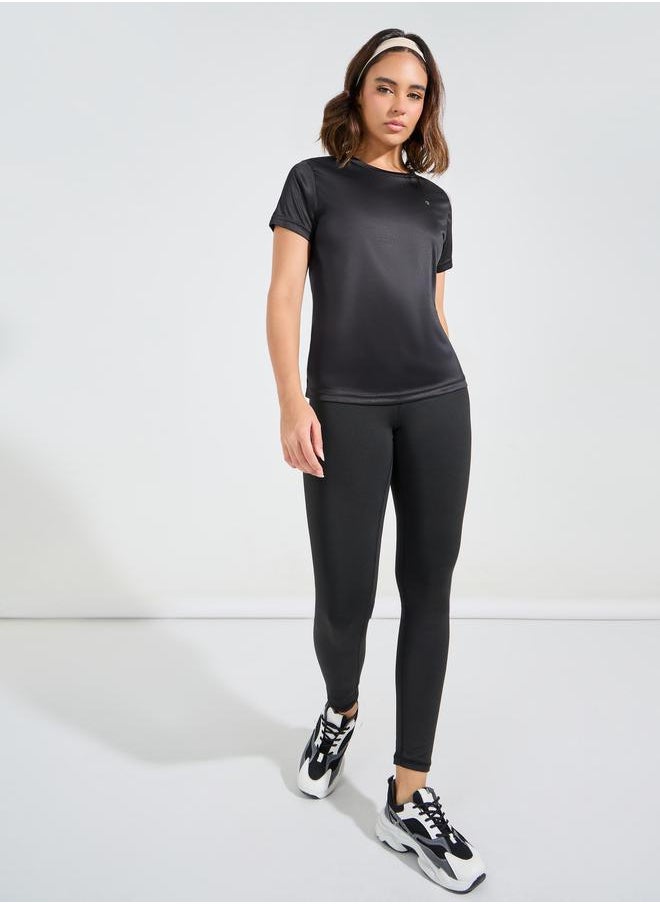 Styli Logo Detail Short Sleeves Basic Top  - Image 2
