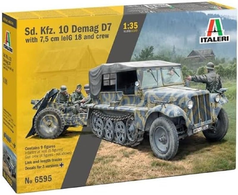Italeri 6595 SDKfz 10 DEMAG D7 with 75 cm Le IG 18 and Crew Scale 135 Model Kit Plastic Model to Assemble Modeling IT6595 - Image 3