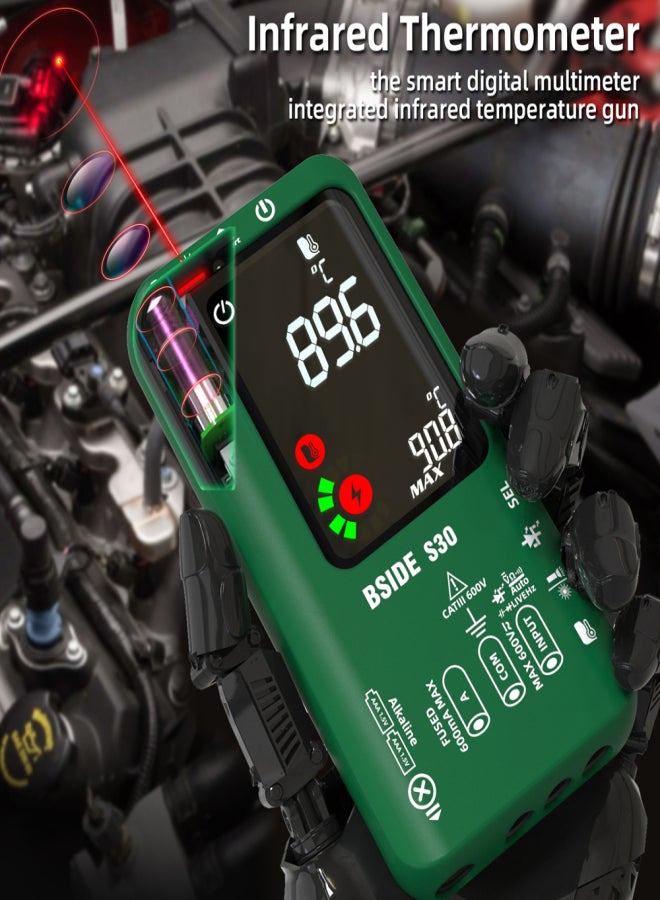 BSIDE 4in1 Digital Multimeter Infrared Thermometer Electric Test Pen Circuit Analyzer Detector 3.5inch LCD Color Display Handheld Multimeter True RMS 9999 Professional Voltage Capacitance Resistance - Image 3