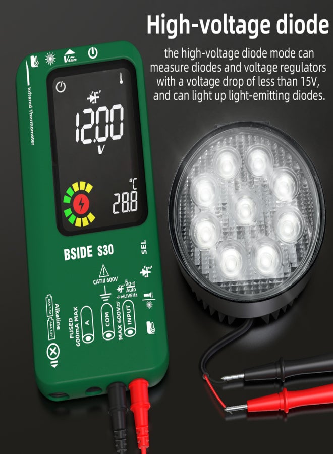 BSIDE 4in1 Digital Multimeter Infrared Thermometer Electric Test Pen Circuit Analyzer Detector 3.5inch LCD Color Display Handheld Multimeter True RMS 9999 Professional Voltage Capacitance Resistance - Image 5