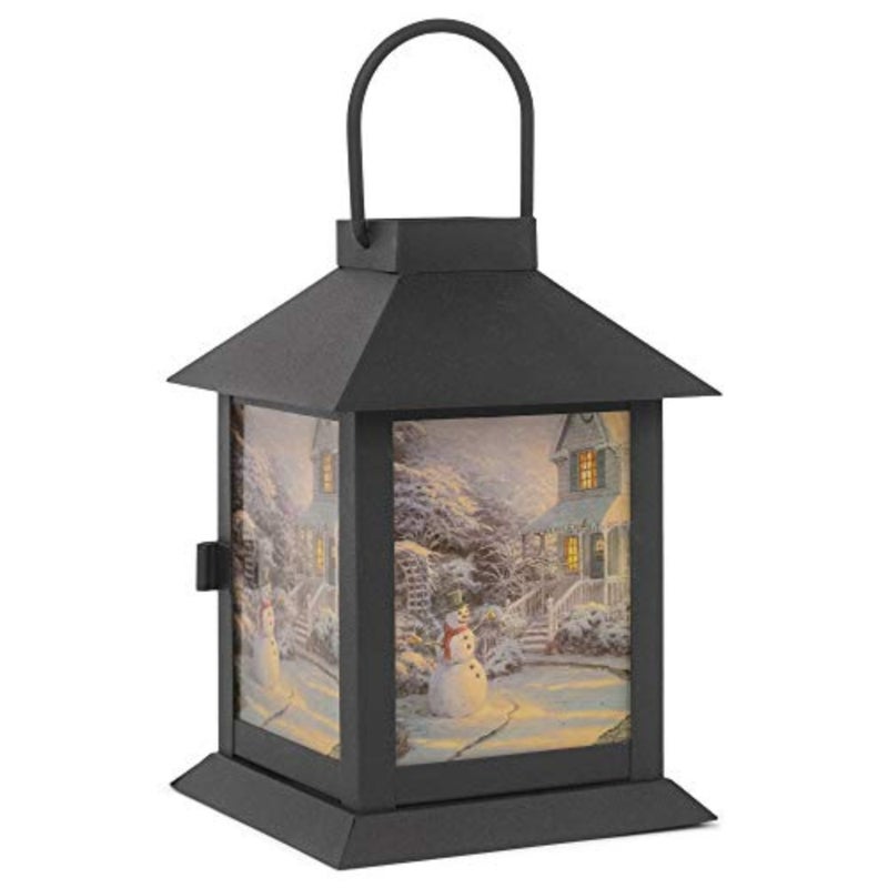 Coach Lantern Night Before Black 6 x 4 Glass and Steel Metal Christmas Figurine - Image 1