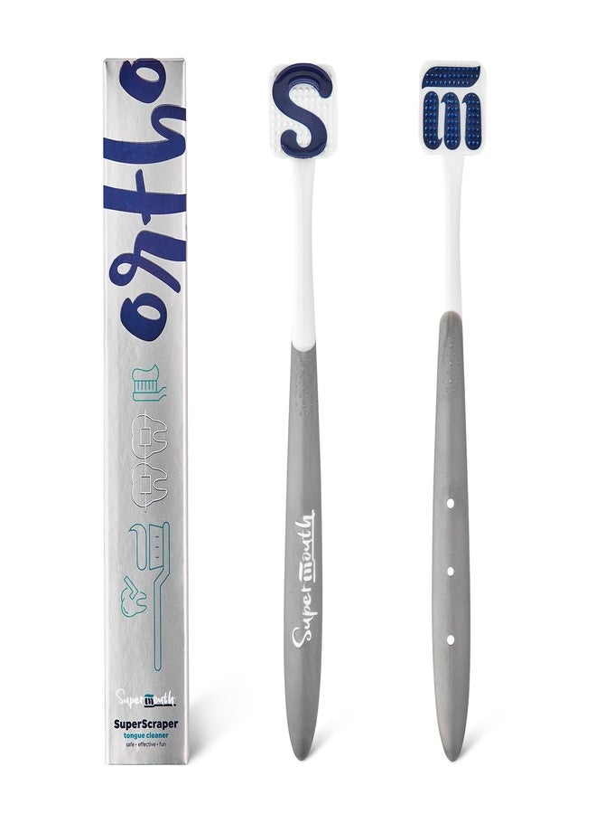 SuperMouth® Ortho Tongue Scraper for Teens & Adults – Patented Triple Action Brush, Scrubber & Scraper Removes Bad Breath & Odor-Causing Buildup From Tongue, Gentle Oral Care with Braces & Aligners - Image 1