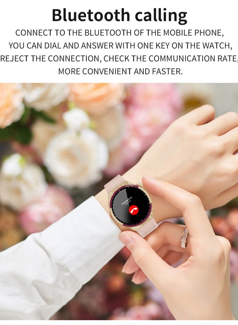 AROAQ SK6 Women Smart Watch, IP67 Waterproof Smart Bluetooth Wrist Watch, Large Screen Heart Rate Monitoring Smart Watch, Fitness Tracker With Multiple Sports Modes, (Light Brown With Metal Strap) - Image 3