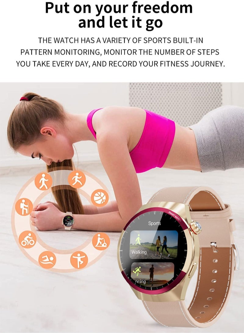 AROAQ SK6 Women Smart Watch, IP67 Waterproof Smart Bluetooth Wrist Watch, Large Screen Heart Rate Monitoring Smart Watch, Fitness Tracker With Multiple Sports Modes, (Light Brown With Metal Strap) - Image 5