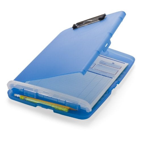 Officemate Slim Clipboard Storage Box Translucent Blue 83304