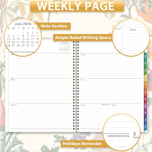 Lortarl Planner 2026-2027 - 2026-2027 Planner Weekly and Monthly from Jul. 2026 - Jun. 2027, Academic Planners with Colorful Tabs and Inner Pocket, 8.5" x 11" - Image 5