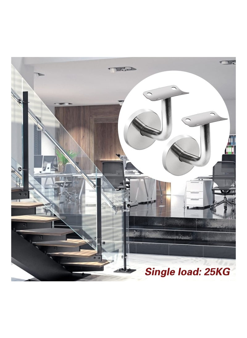 Generic - 4 Pieces Handrail Brackets Wall Mount, Stainless Steel Banister Support Stair Rail Holders Handrail Rosette Bracket Outdoor Railing Attachments Rail Grip Supports for Indoor and Outdoor - Image 1