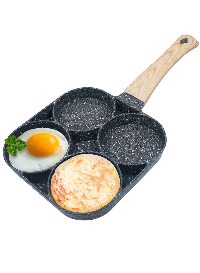 ROEIEIS 4-Cup Nonstick Egg Frying Pan,  Aluminum Alloy Pancake and Omelette Cookware Set with Heat-Resistant Handle, Dishwasher Safe Breakfast Maker for Family Kitchen - Image 1