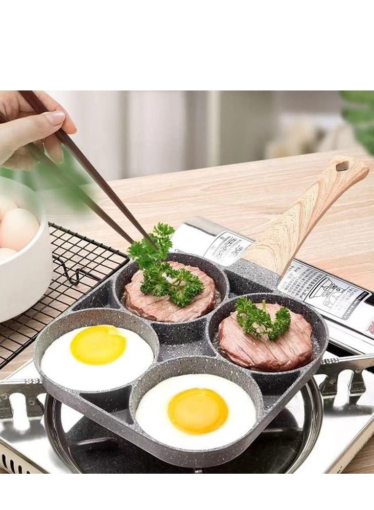 ROEIEIS 4-Cup Nonstick Egg Frying Pan,  Aluminum Alloy Pancake and Omelette Cookware Set with Heat-Resistant Handle, Dishwasher Safe Breakfast Maker for Family Kitchen - Image 2