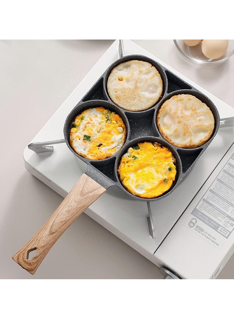 ROEIEIS 4-Cup Nonstick Egg Frying Pan,  Aluminum Alloy Pancake and Omelette Cookware Set with Heat-Resistant Handle, Dishwasher Safe Breakfast Maker for Family Kitchen - Image 3