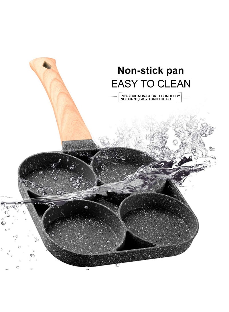 ROEIEIS 4-Cup Nonstick Egg Frying Pan,  Aluminum Alloy Pancake and Omelette Cookware Set with Heat-Resistant Handle, Dishwasher Safe Breakfast Maker for Family Kitchen - Image 5