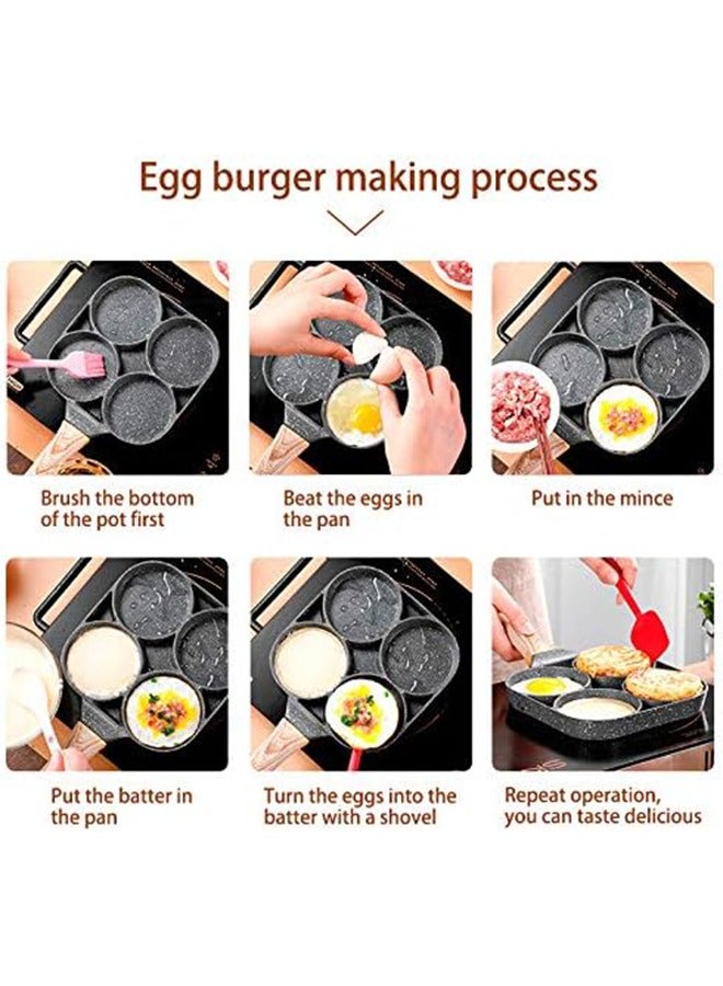 ROEIEIS 4-Cup Nonstick Egg Frying Pan,  Aluminum Alloy Pancake and Omelette Cookware Set with Heat-Resistant Handle, Dishwasher Safe Breakfast Maker for Family Kitchen - Image 4