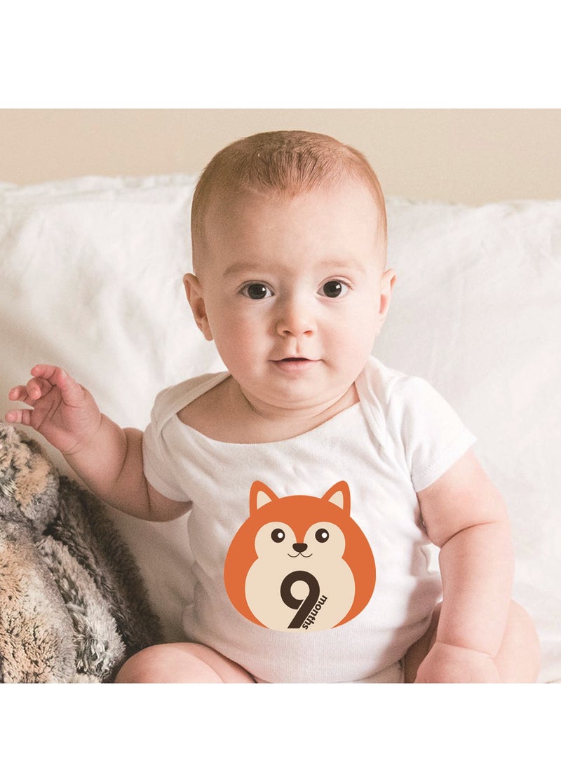 XIYU ملصقات milestones الشهرية لحديثي الولادة 12 قطعة بنمط حيوانات كرتونية ل props صور الأطفال - Image 2