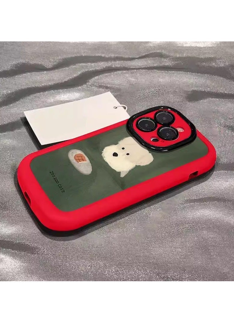 NIBEMINENT Oil Painting Beauty Dog Protective TPU Case Cover For iPhone 14 Plus, Red