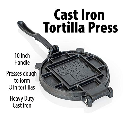 Chef's Secret 8 Inch Tortilla Cast Iron Press, Quickly Easily Makes Delicious Tortillas for Any Recipe - Image 2