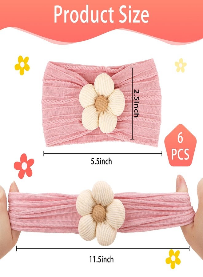 CAVETEE 6 PCS Flower Headband for Baby Girls, Cute Toddler Hair Band Soft & Elastic Hair Accessories for Girls - Image 2