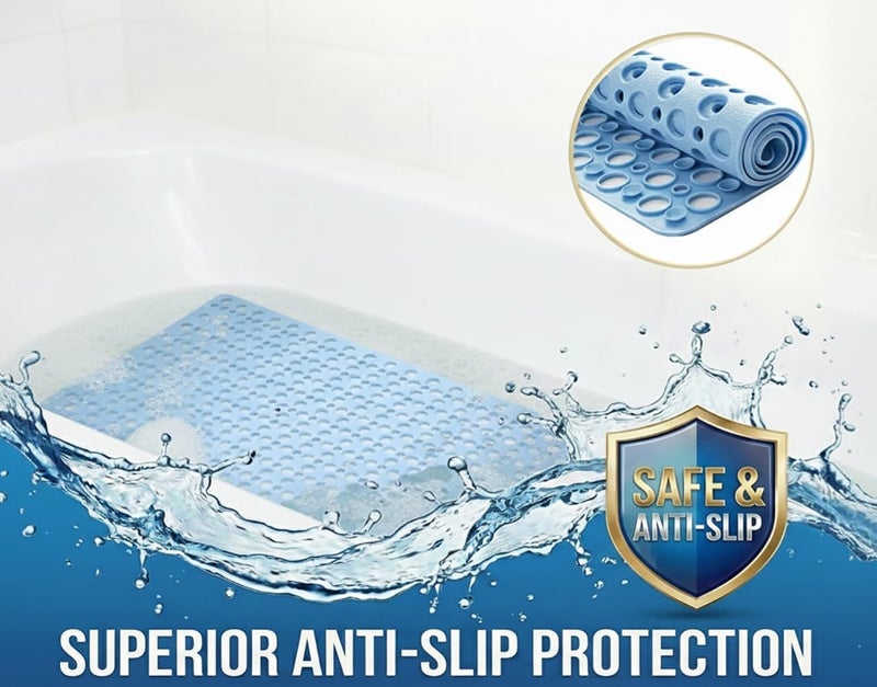 Mantto Non Slip Bathtub and Shower Mat with Drain Holes; Antibacterial; BPA, Latex, Phthalate Free; Machine Washable - Image 3