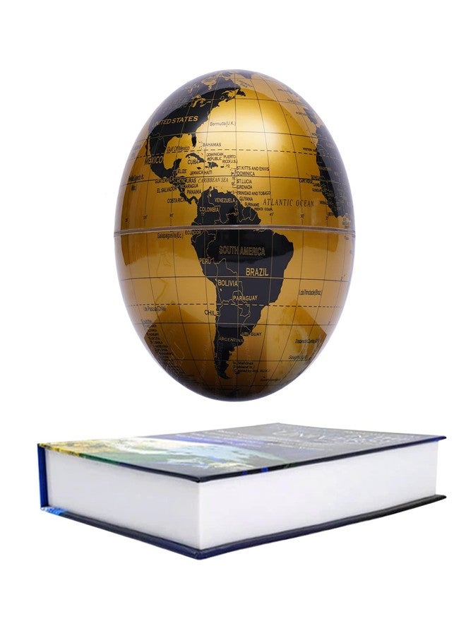 WUPYI Floating Globe Lamp,6" World Geographic Globes Gold Magnetic Floating Levitating Globe with Lights Home Office Desk Decor Creative Birthday Christmas Gifts,360 Rotating - Image 1