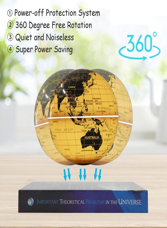 WUPYI Floating Globe Lamp,6" World Geographic Globes Gold Magnetic Floating Levitating Globe with Lights Home Office Desk Decor Creative Birthday Christmas Gifts,360 Rotating - Image 2