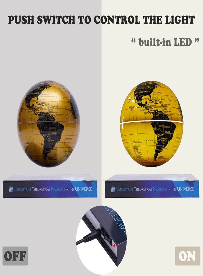 WUPYI Floating Globe Lamp,6" World Geographic Globes Gold Magnetic Floating Levitating Globe with Lights Home Office Desk Decor Creative Birthday Christmas Gifts,360 Rotating - Image 3