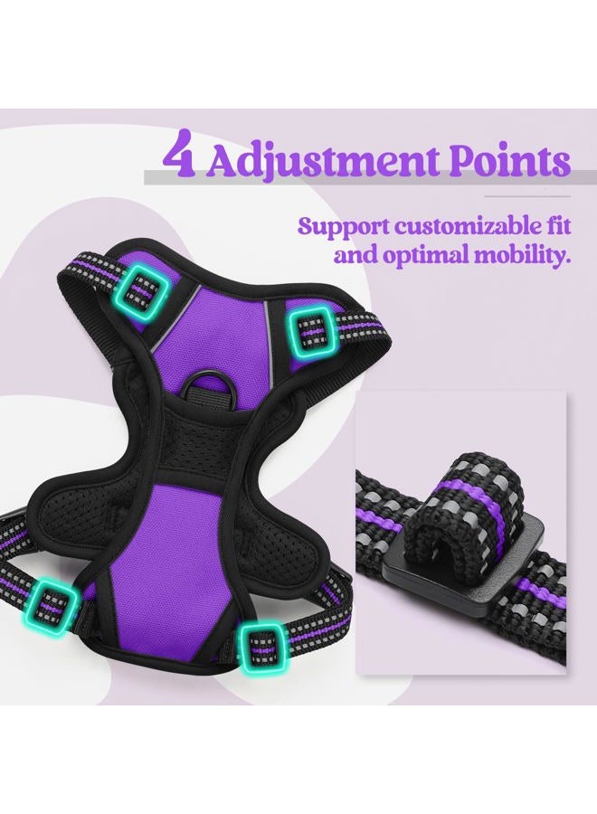 Rabbitgoo Dog Harness No Pull with 2 Leash Clips, Adjustable Soft Padded, Reflective Oxford No Choke Pet Vest with Easy Control Handle for Puppy, Purple,XS - Image 5