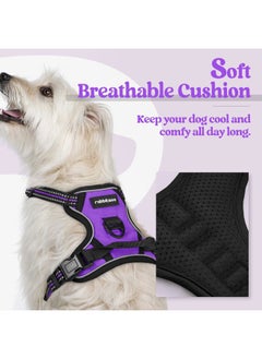 Rabbitgoo Dog Harness No Pull with 2 Leash Clips, Adjustable Soft Padded, Reflective Oxford No Choke Pet Vest with Easy Control Handle for Puppy, Purple,XS  - Image 3