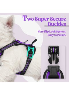 Rabbitgoo Dog Harness No Pull with 2 Leash Clips, Adjustable Soft Padded, Reflective Oxford No Choke Pet Vest with Easy Control Handle for Puppy, Purple,XS  - Image 4