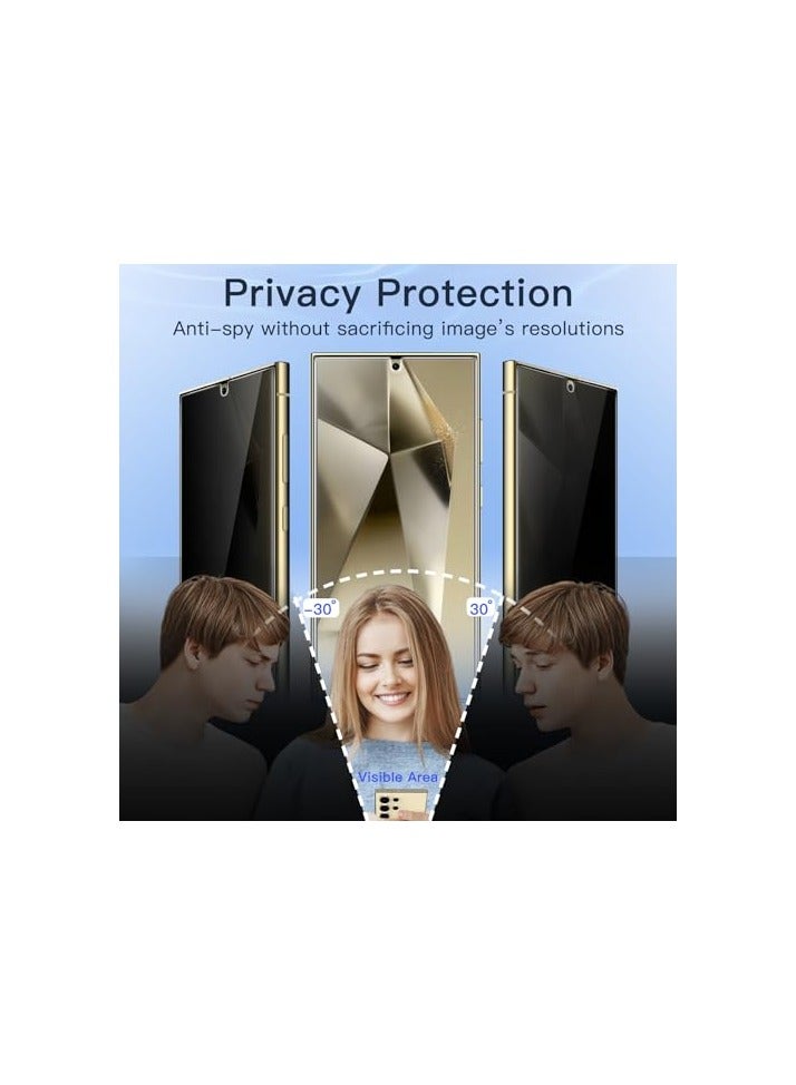 جي تيك واقي شاشة للخصوصية من JETech لهاتف Samsung Galaxy S24 Ultra 5G مقاس 6.8 بوصة، طبقة TPU مرنة مضادة للتجسس، متوافق مع فتح بصمات الأصابع، عبوتان - Image 3