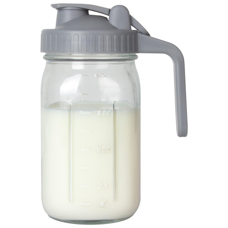OneDream Breast Milk Pitcher 32oz Glass Pitcher with Lid Leakproof DripFree Spout Wide Mouth for Easy Pouring Dishwasher Safe Breastmilk Storage Pitcher for Fridge