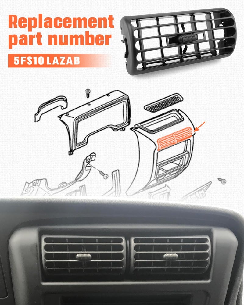 Quaneguzy Front Center Dash Air Vent Grille Fit for Jeep Cherokee XJ 1997-2001 Replace 5FS10LAZAB Center Dash AC Outlet Air Vent Panel Single Center Dash Vent Louver Outlet Insert - Image 5