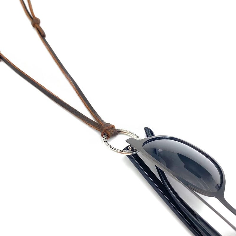 Decker Glasses Necklace Sunglasses Holder Hanging Ring Leather Cord Adjustable Eyeglasses Strap Alloy Loop Ring - Image 3