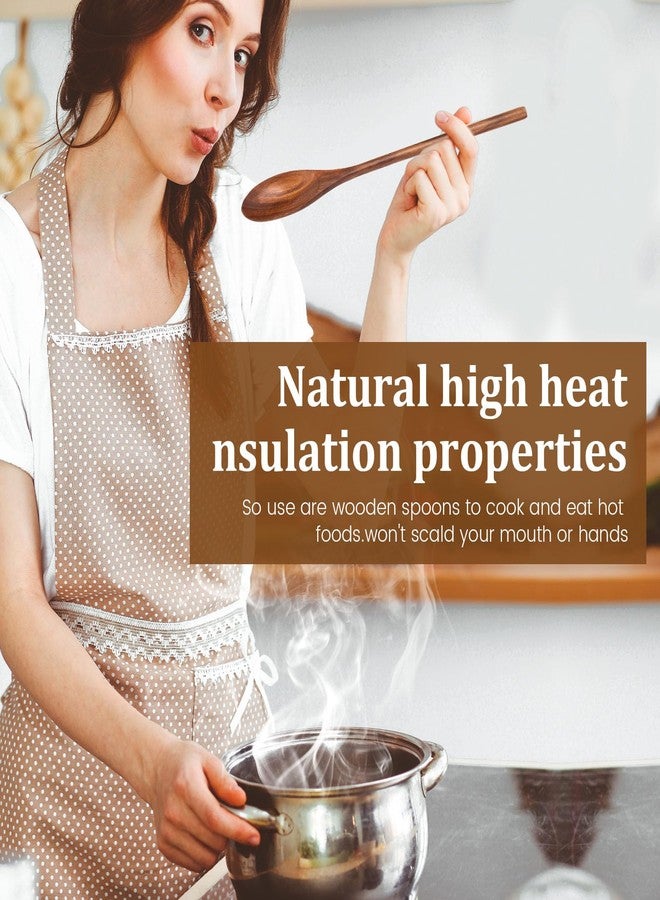 هانزغو ملاعق خشبية من هانزجو للطبخ، قطعتان من خشب الأكاسيا، ملاعق تقديم خشبية بطول 12 بوصة للمقالي غير اللاصقة، مقبض مريح، متينة، مقاومة للحرارة، هدايا مطبخ للنساء، هدايا طبخ للرجال - Image 4