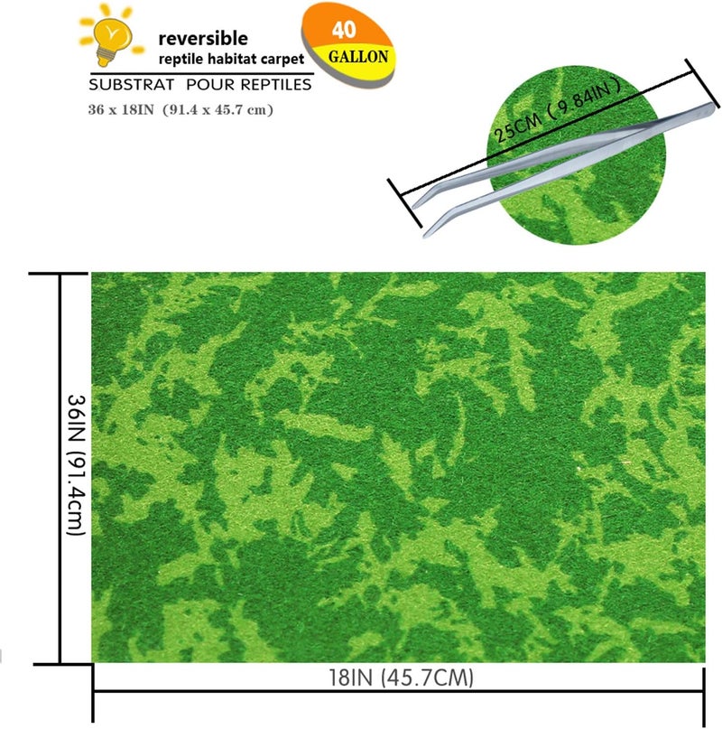 MCLANZOO Reptile Carpet, 36 * 18in Pet Terrarium Liner,Reptiles Cage Mat/Substrate for Snakes, Chameleons, Geckos ands Kitchen Use(2sheets) with Tweezers Feeding Tongs - Image 5