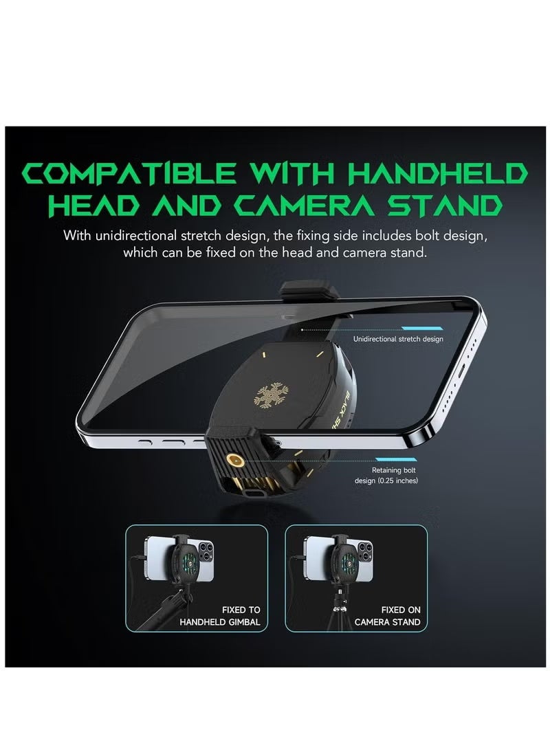 بلاك شارك مبرد الهاتف للألعاب FunCooler 4 مروحة تبريد الهاتف المحمول خفيفة الوزن وهادئة مع ضوء RGB مشعاع الهاتف المحمول لـ 2.67-3.45 بوصة iPhone Android مسمار تثبيت للبث المباشر - Image 4