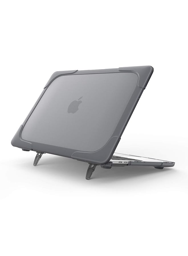 Procases Macbook Air 13 Inch Case 2020 2019 2018 Release A2337 M1 A2179 A1932 Heavy Duty Slim Hard Shell Protective Cover With Fold Kickstand For Macbook Air 13 Retina With Touch Id Grey - Image 1