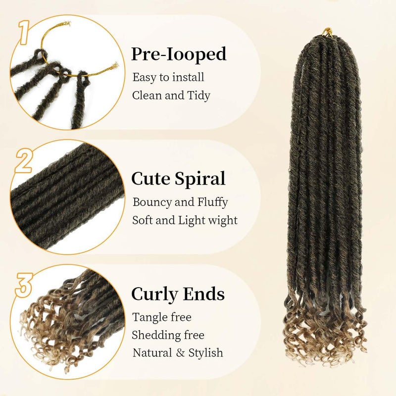 MODERN QUEEN Goddess Locs Crochet Hair 6 Packs, 16 Inch Straight Faux Locs Crochet Braids, Pre-Looped Curly Soft Synthetic Ombre Braiding Hair Extensions for Black Women(16 Inch, 6 Packs, 1B/27#) - Image 5