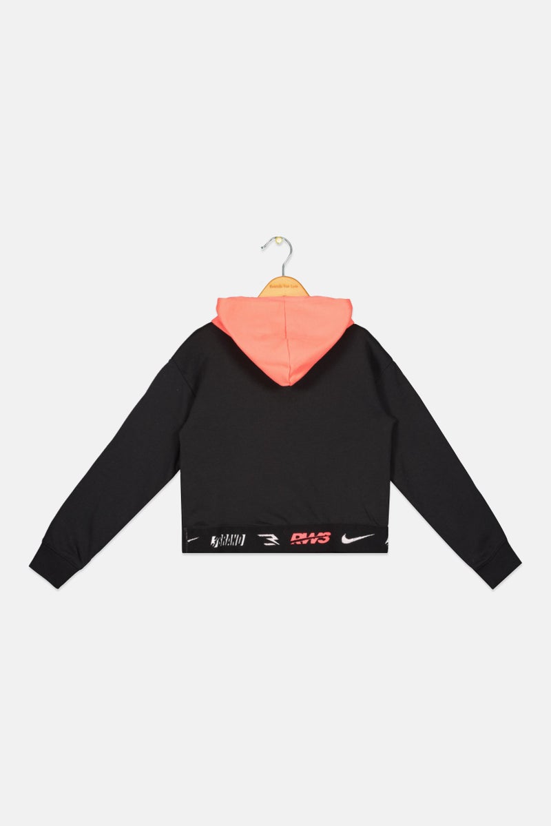 Nike Nike 3Brand by Russell Wilson Kids Girl Sportswear Fit Brand Logo Training Hoodie, Black  - Image 2