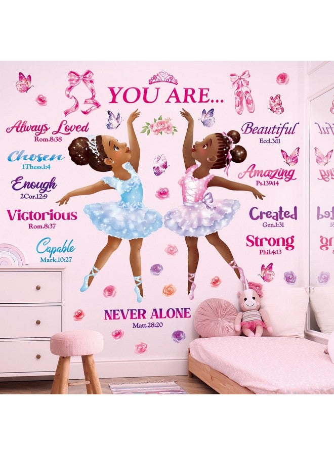 DECOWALL SG2-2319 Black Girl Magic Ballerina Wall Stickers Decals Afro Art Women Inspirational Bedroom Nursery Gift Beautiful playroom Kids décor Baby Butterfly Decoration Motivational Room - Image 1