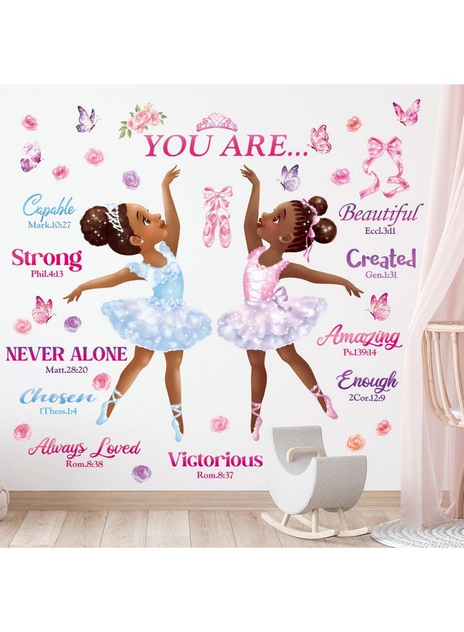 DECOWALL SG2-2319 Black Girl Magic Ballerina Wall Stickers Decals Afro Art Women Inspirational Bedroom Nursery Gift Beautiful playroom Kids décor Baby Butterfly Decoration Motivational Room - Image 2