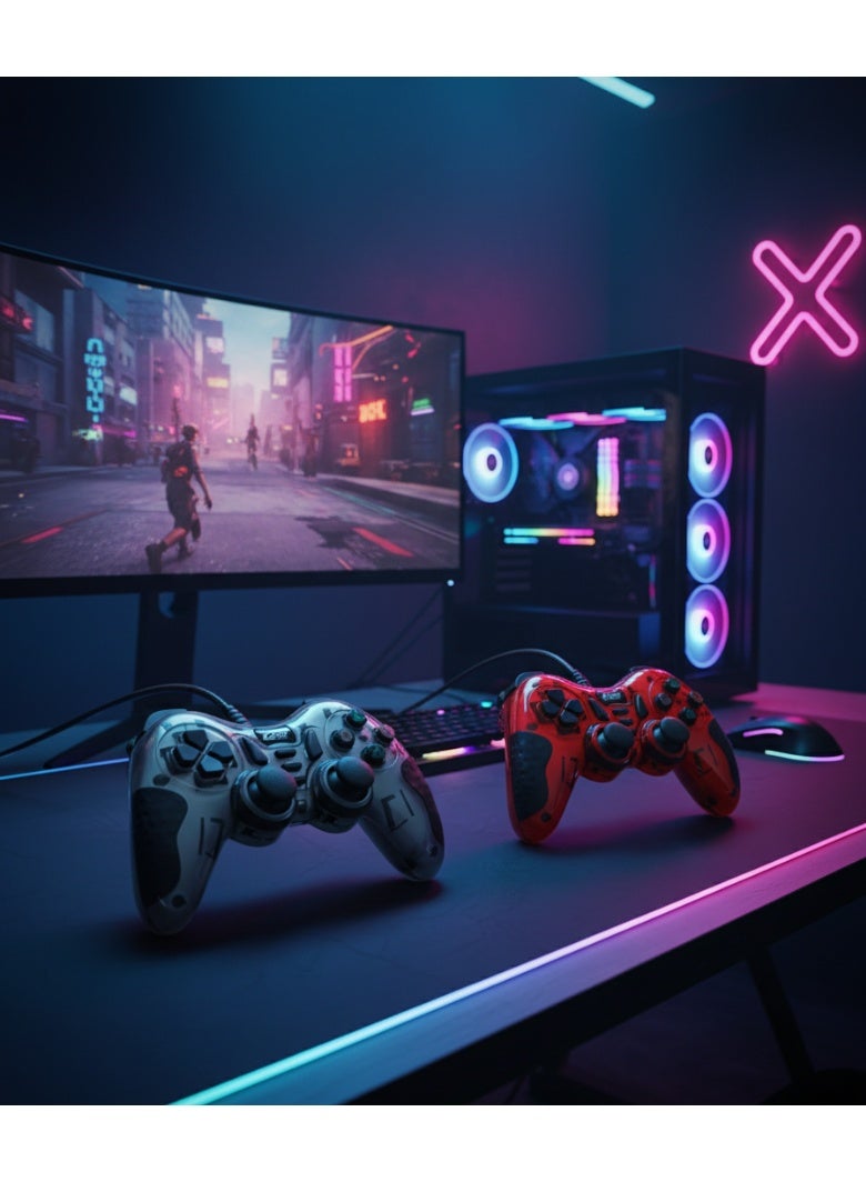 زيرو دراع تحكم ألعاب مزدوج ZERO ZR- 6001 - تصميم معدني  - دعم الاهتزاز وضع تناظري - ديجيتال متوافق مع ويندوز –USB  تشغيل مباشر - Image 5