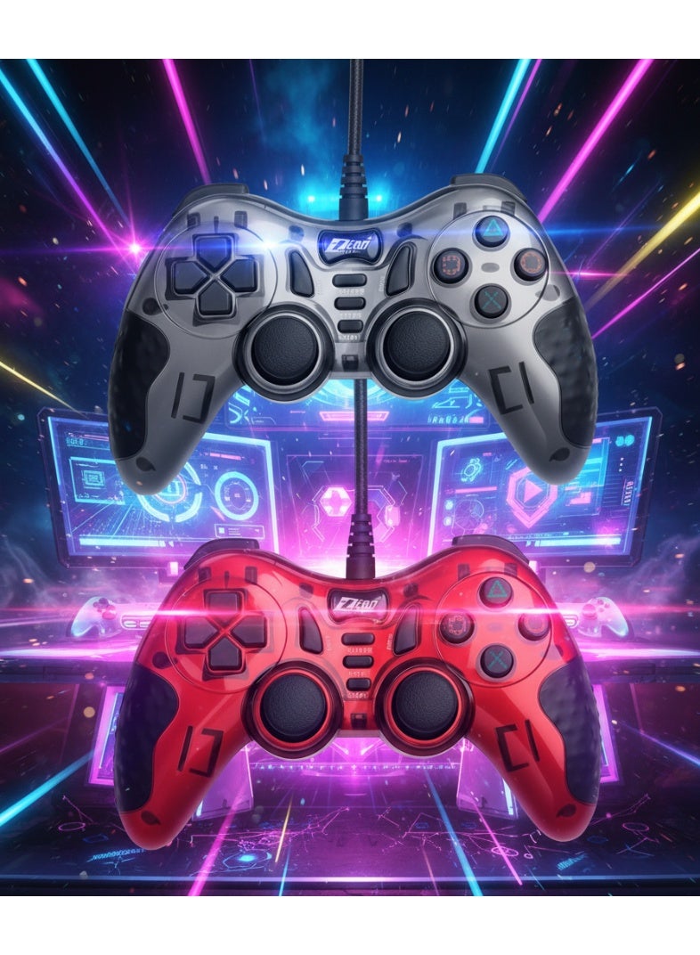 زيرو دراع تحكم ألعاب مزدوج ZERO ZR- 6001 - تصميم معدني  - دعم الاهتزاز وضع تناظري - ديجيتال متوافق مع ويندوز –USB  تشغيل مباشر - Image 2