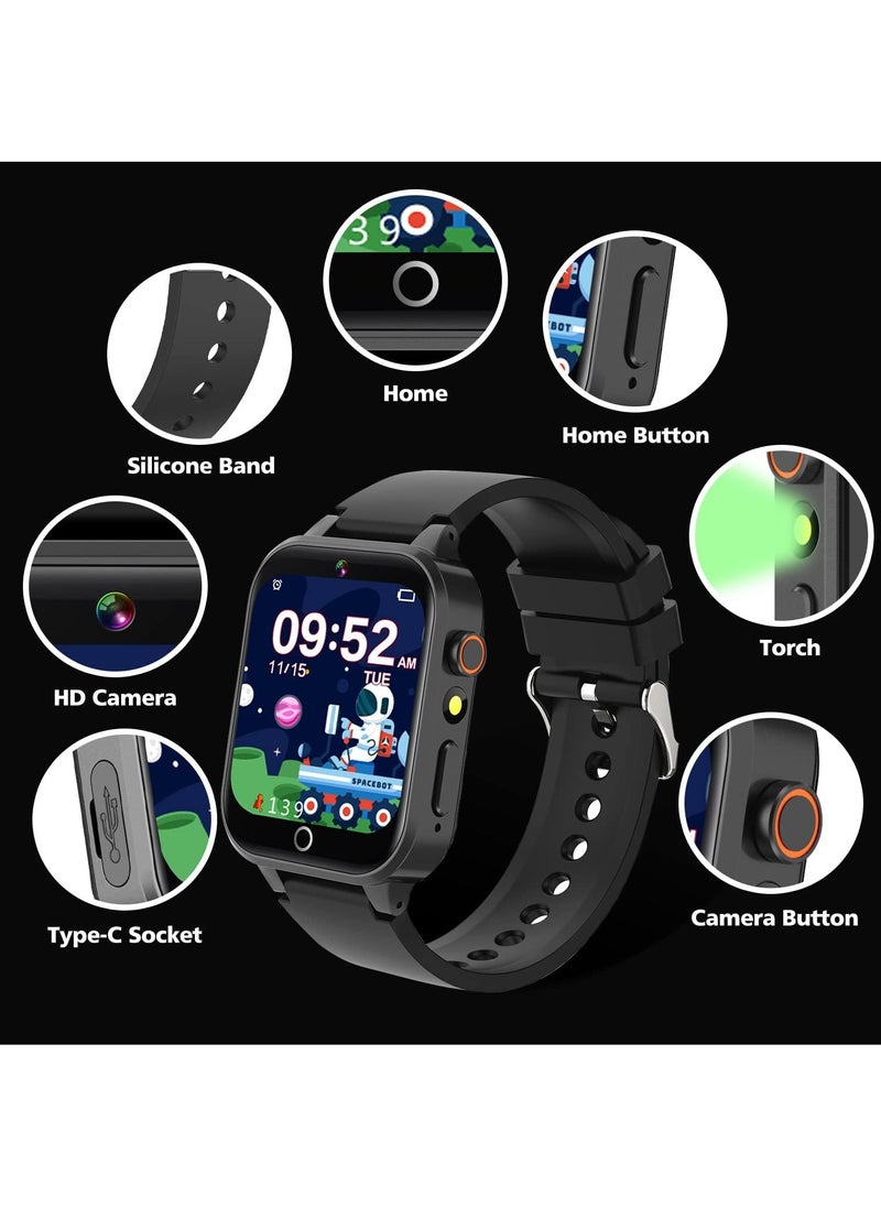 Generic - Smart Watch for 4-12 Year-old Kids, Comes with Video, Camera, Music Player Functions and 26 Games (Black) - Image 1