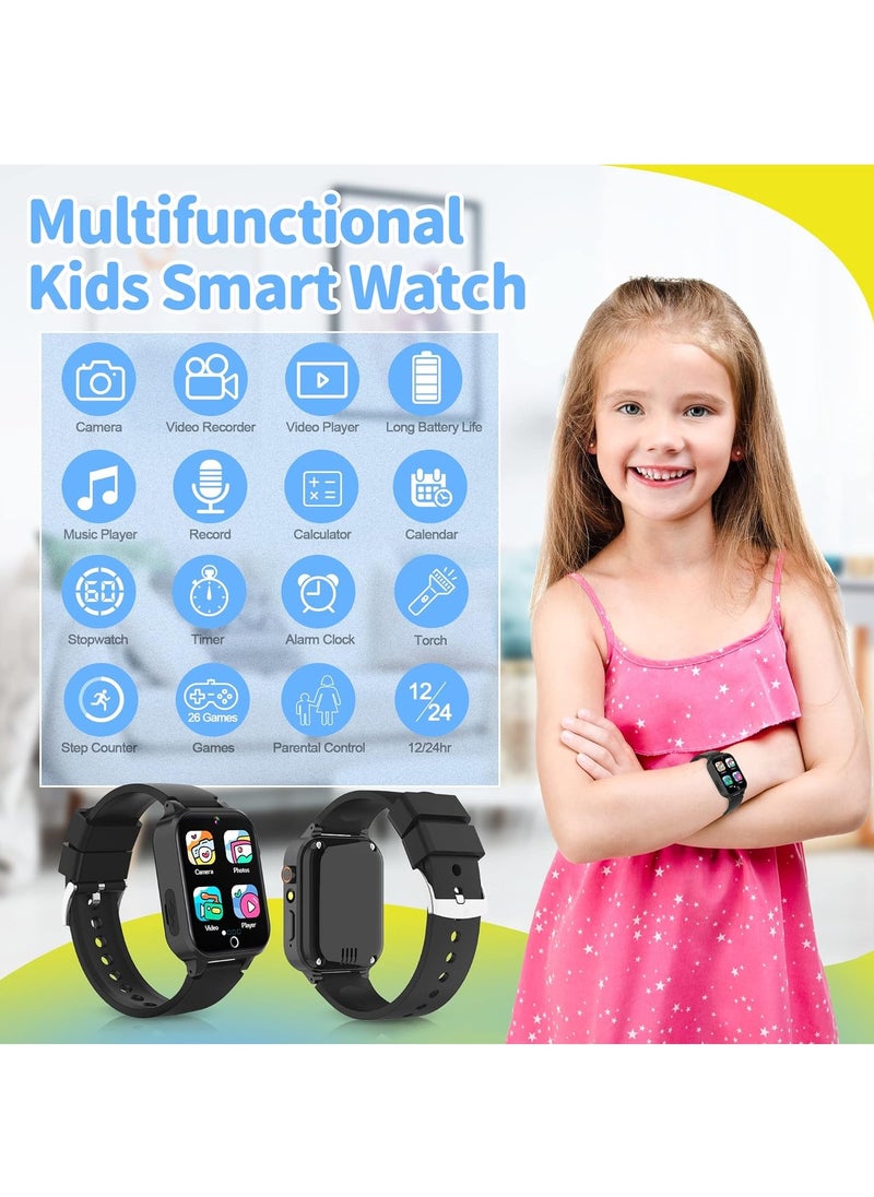 Generic - Smart Watch for 4-12 Year-old Kids, Comes with Video, Camera, Music Player Functions and 26 Games (Black) - Image 1