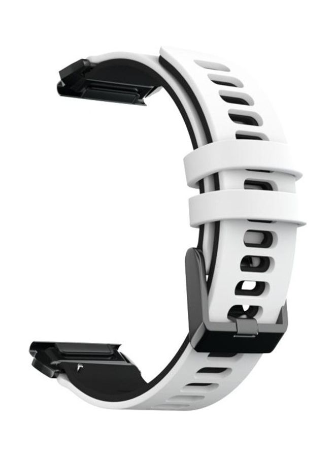 NIBEMINENT Two-Color Silicone Quick Release Replacement Strap For Garmin Fenix 6X White/Black - Image 1